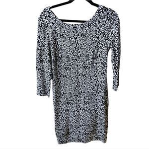 TRINA TURK Black & White Animal Print Knit Bodycon Dress‎ - Size 8